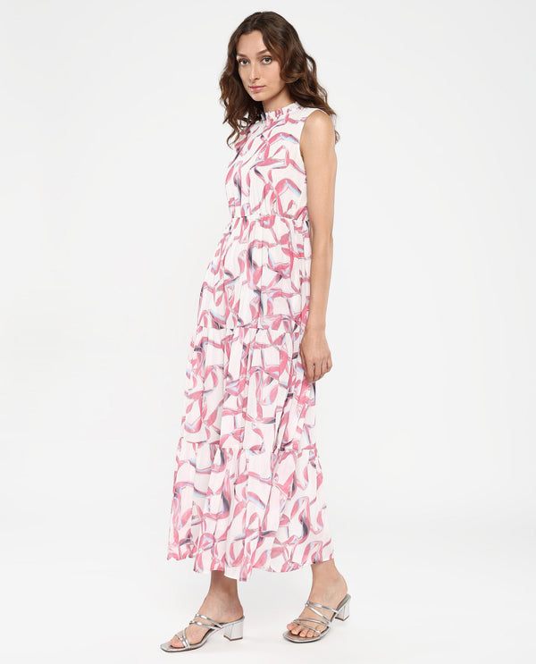Rareism Women's Garp White Printed Dress