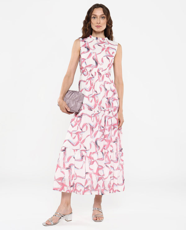 Rareism Women's Garp White Printed Dress