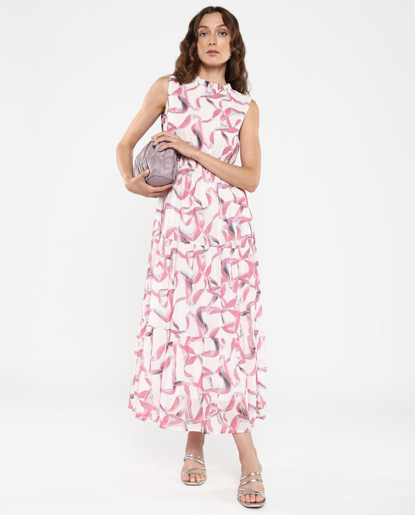 Rareism Women's Garp White Printed Dress