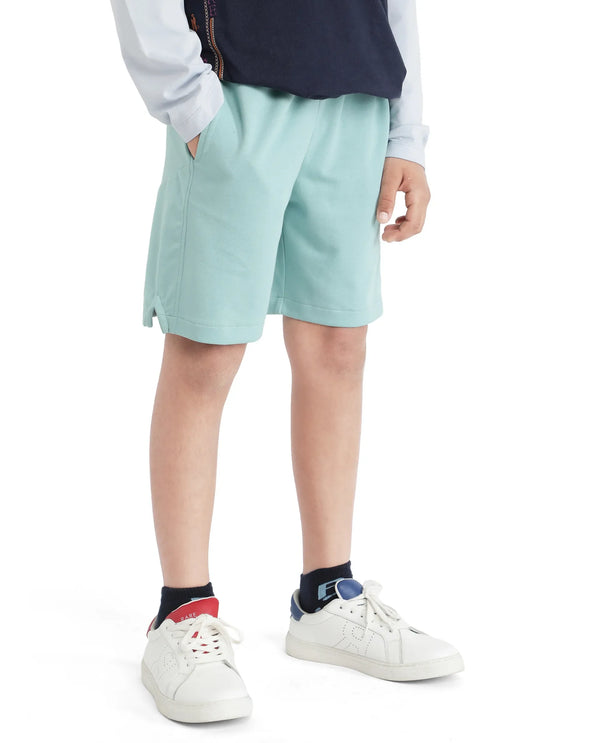 Rare Ones Kids Clon Blue Cotton Drawstring Closure Regular Solid Shorts