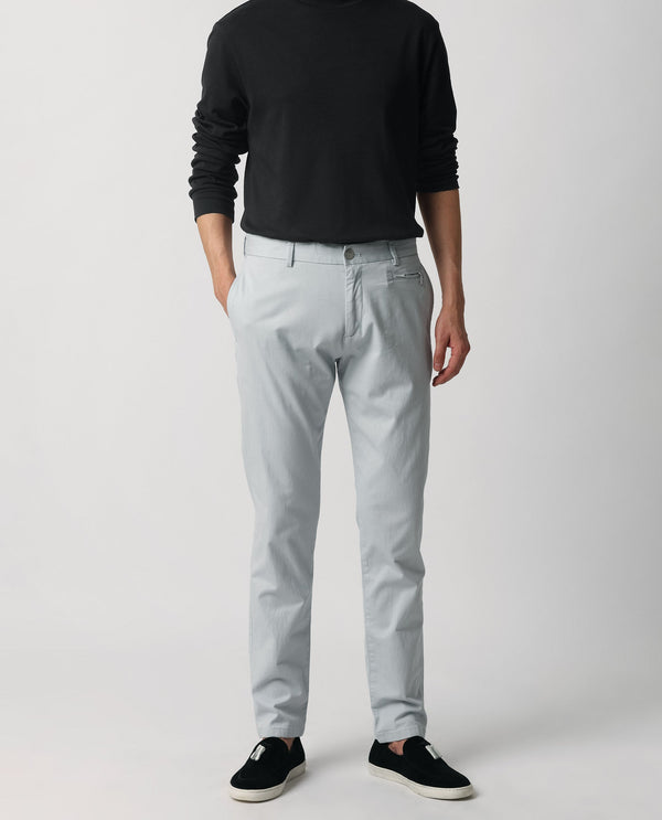 Rare Rabbit Men's Clovet Light Blue Solid Stretch Mid-Rise Regular Fit Trouser