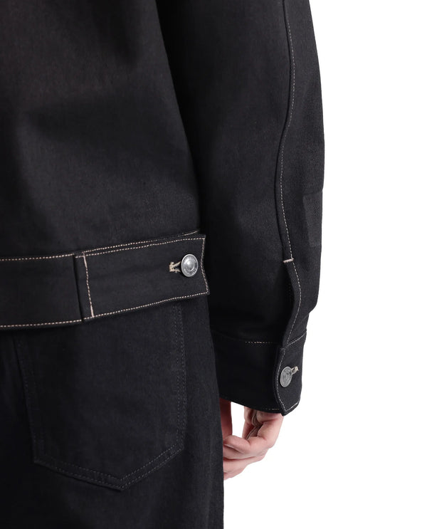 Rare Rabbit Men Clovix Black Cotton Fabric Full Sleeve Spread Collar Label Detailed Zipper Closure Jacket