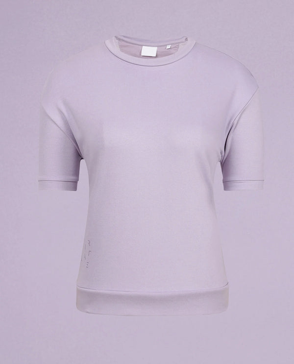 Rareism Women Coco Light Pink Cotton Fabric Half Sleeves Relaxed Fit Solid Round Neck Sweat Tee