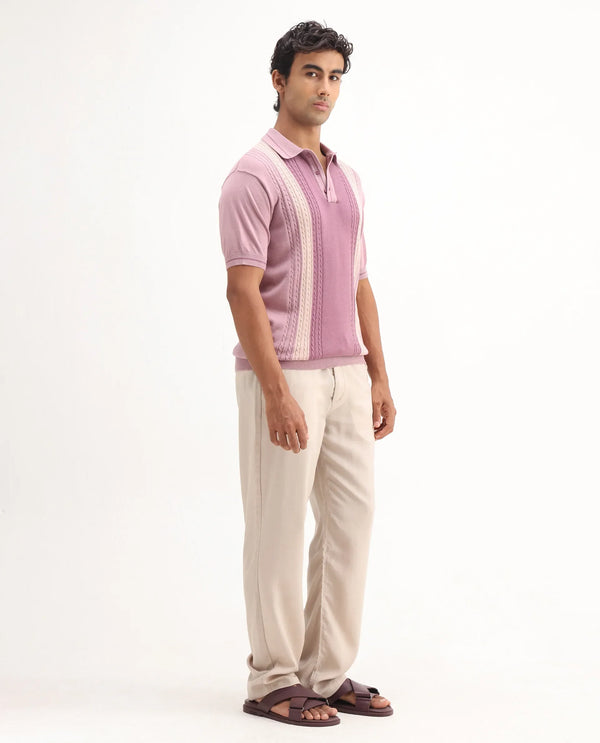 Rare Rabbit Men Coft-B Beige Cotton Linen Fabric Drawstring Closure Plain Trouser