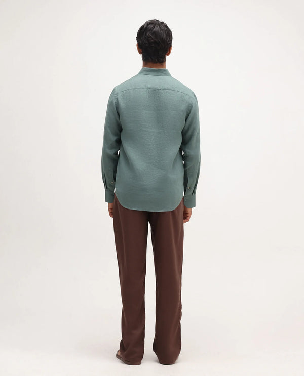 Rare Rabbit Men Coft-B Brown Cotton Linen Fabric Drawstring Closure Plain Trouser
