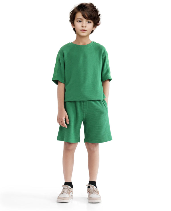 Rare Ones Kids Cole Green Cotton Solid Shorts