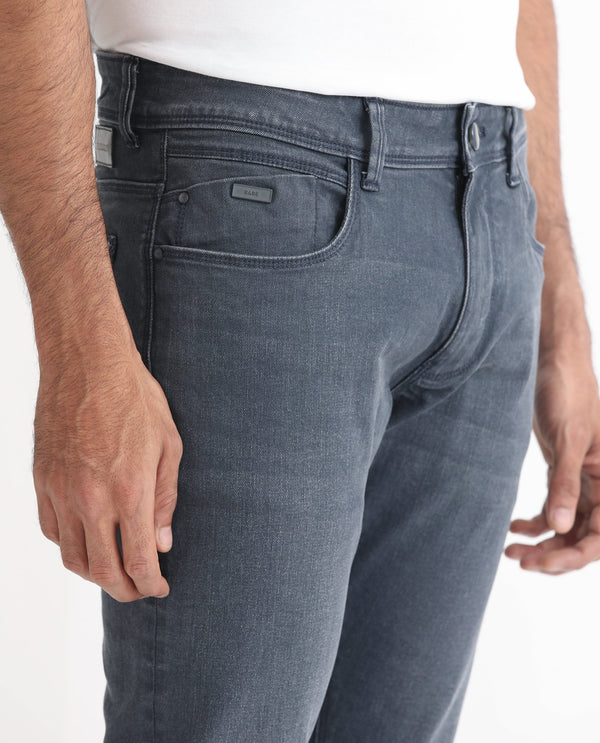 Rare Rabbit Men's Colmer Dusky Blue Mid Wash Mid-Rise Slim Fit Jeans