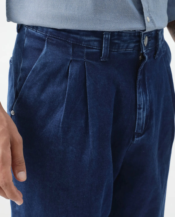 Rare Rabbit Men's Colt Blue Cotton Polyester Fabric Zipper Closure Plain Jeans