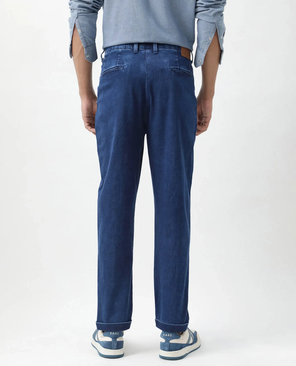 Rare Rabbit Men's Colt Blue Cotton Polyester Fabric Zipper Closure Plain Jeans