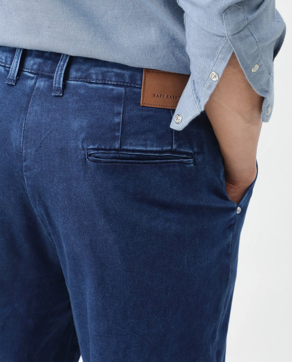 Rare Rabbit Men's Colt Blue Cotton Polyester Fabric Zipper Closure Plain Jeans