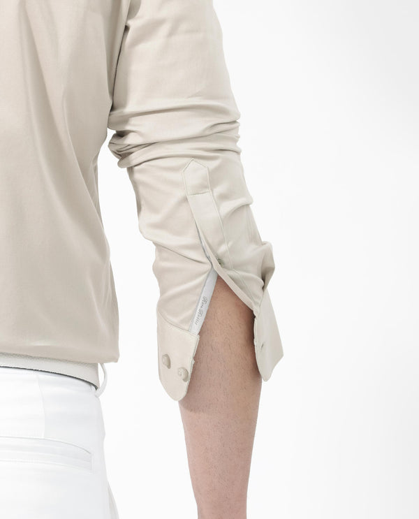 Rare Rabbit Men's Como- 4 Dusky Beige Satin Fabric Full Sleeves Solid Shirt