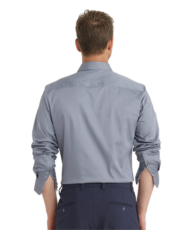 Rare Rabbit Men Como-25 Dusky Blue Cotton Blend Fabric Full Sleeve Collared Neck Button Closure Plain Shirt
