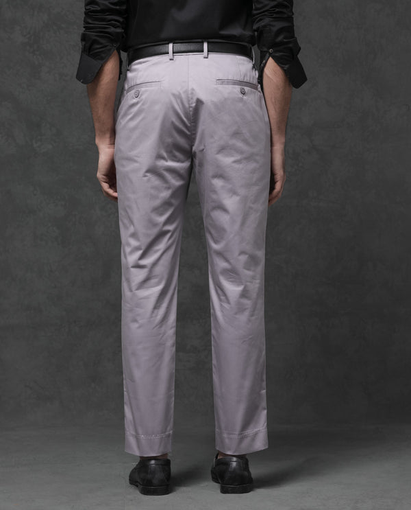 Rare Rabbit Mens Comotel Dusky purple Cotton Linen Satin Stretch Regular Fit Mid Rise Solid Trousers