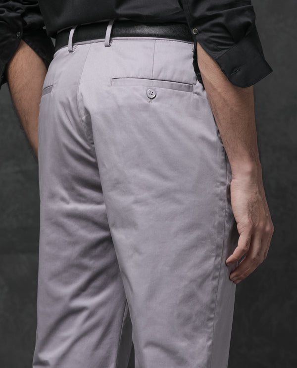 Rare Rabbit Mens Comotel Dusky purple Cotton Linen Satin Stretch Regular Fit Mid Rise Solid Trousers