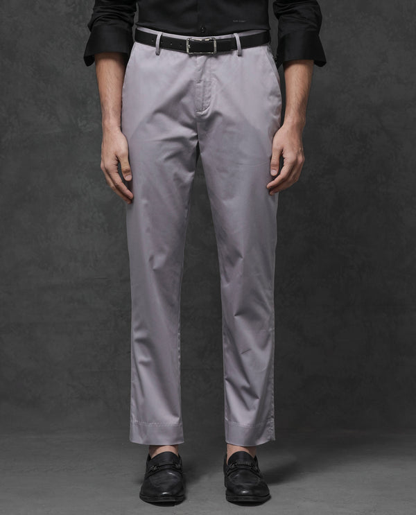 Rare Rabbit Mens Comotel Dusky purple Cotton Linen Satin Stretch Regular Fit Mid Rise Solid Trousers