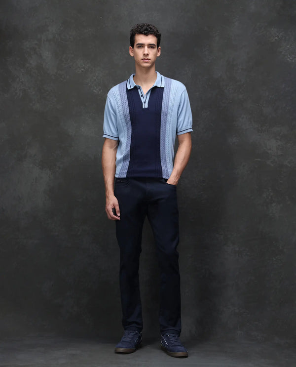 Rare Rabbit Mens Cordon Dark Navy Cotton Polyester Solid Slim Fit Mid Rise Jeans