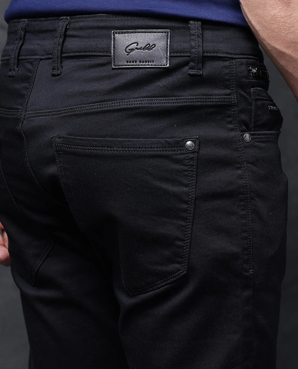 Rare Rabbit Men Corvo Black Cotton Polyester Fabric Dark Wash Slim Fit Plain Denim Jeans