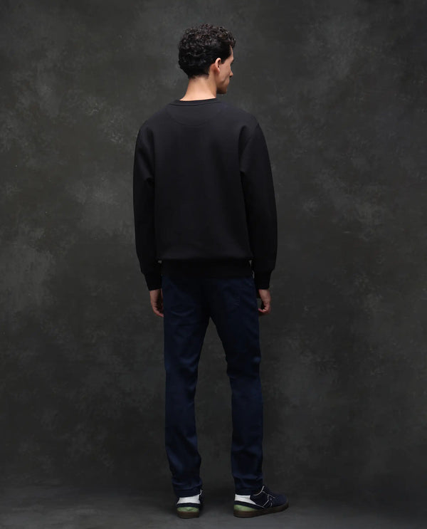 Rare Rabbit Men Corvo Blue Cotton Polyester Fabric Slim Fit Plain Denim Pant