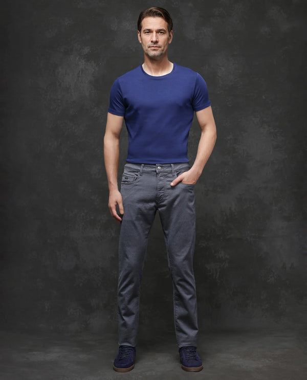 Rare Rabbit Men Corvo Dark Grey Cotton Polyester Fabric Slim Fit Plain Denim Pant