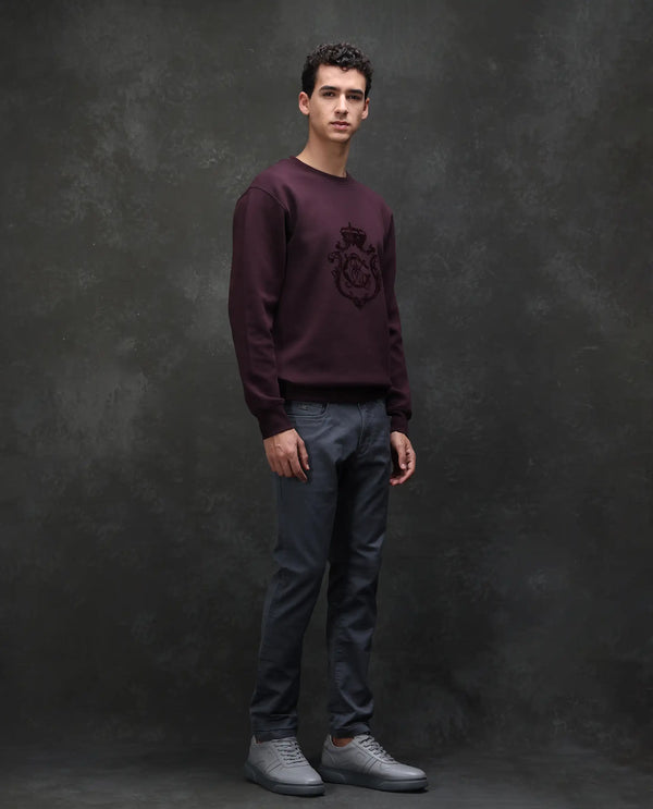 Rare Rabbit Men Corvo Dark Grey Cotton Polyester Fabric Slim Fit Plain Denim Pant
