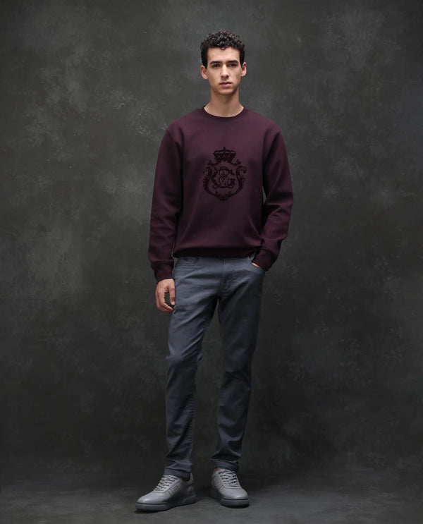 Rare Rabbit Men Corvo Dark Grey Cotton Polyester Fabric Slim Fit Plain Denim Pant