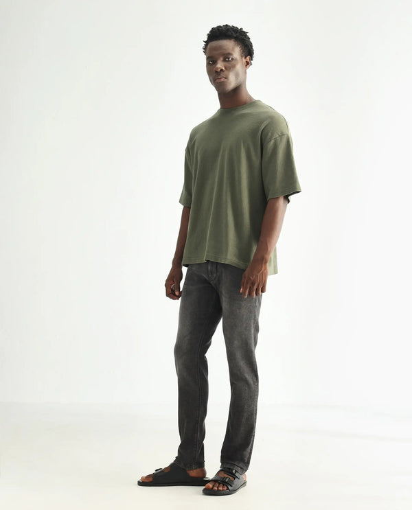 Rare Rabbit Men's Cosmog Black Mid Wash Mid-Rise Slim Fit Jeans
