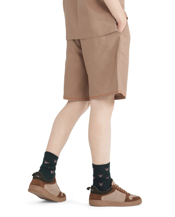 Rare Rabbit Men's Couvin-B Light Brown Button Closure Regular Fit Plain Shorts