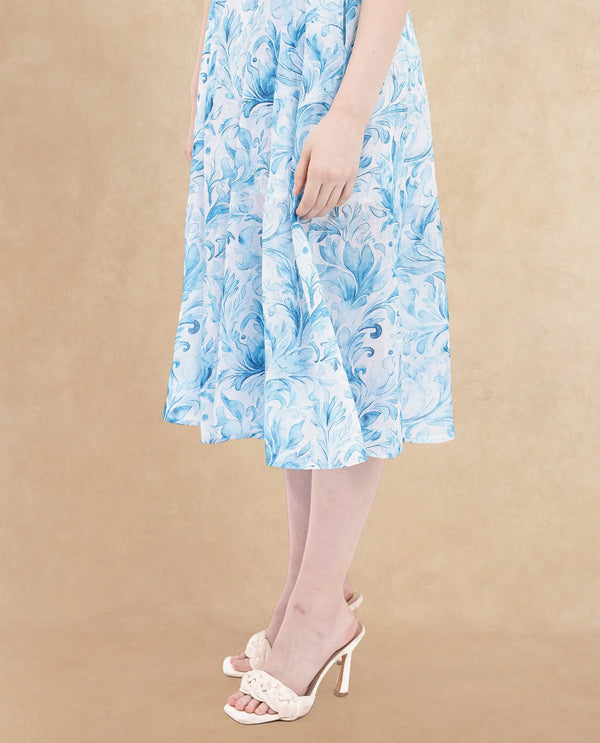 Rareism Womens Covan Light Blue Dress Short Sleeve Print