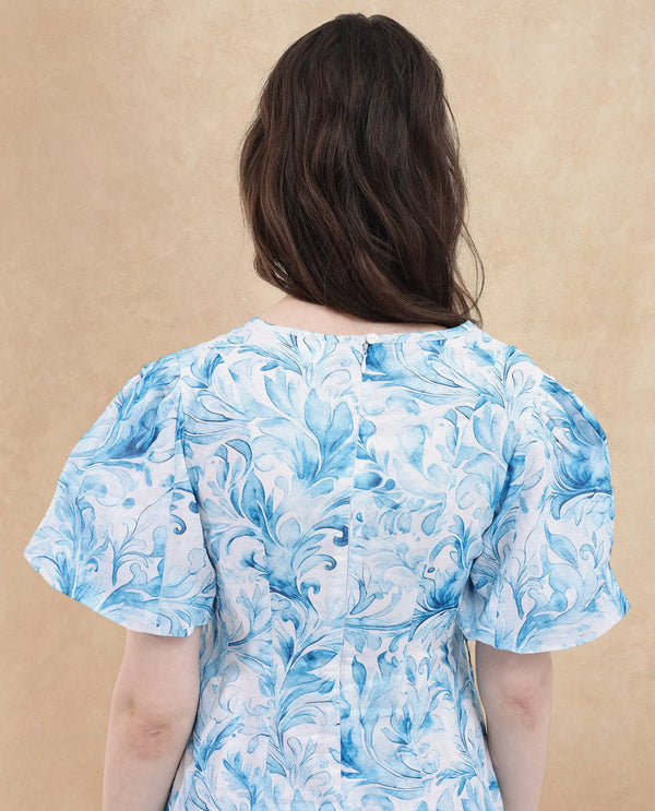 Rareism Womens Covan Light Blue Dress Short Sleeve Print