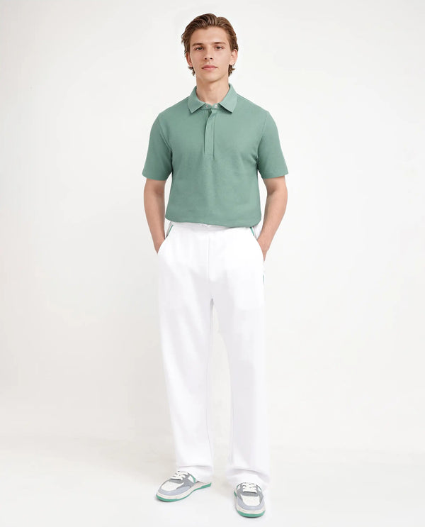 Rare Rabbit Men Crin Light Green Cotton Fabric Short Sleeve Collared Neck Zipper Closure Plain Polo