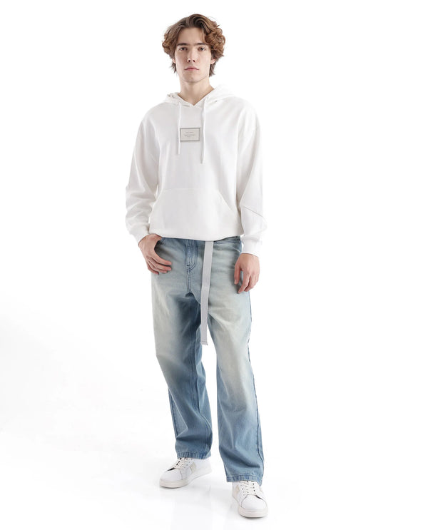 Rare Rabbit Men Enoch Off White Full Sleeve Boxy Fit Printed Sweatshirt