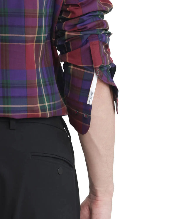 Rare Rabbit Men Cruner Dark Purple Cotton Fabric Full Sleeve Regular Collared Regular Fit Check Shirt