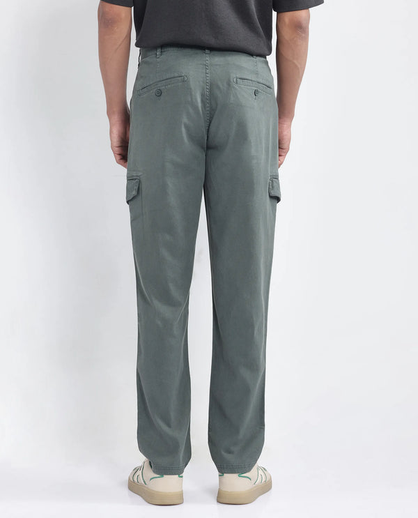 Rare Rabbit Men Curex Dusky Olive Cotton Elastane Fabric Plain Trouser