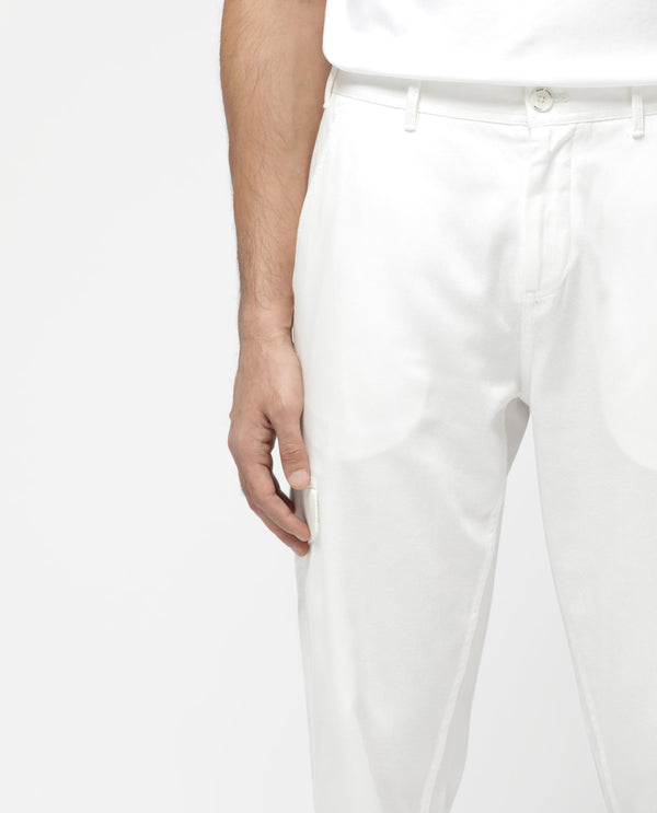 Rare Rabbit Men's Curon Off White Mid Rise Regular Fit Cotton Cargo Style Solid Trousers