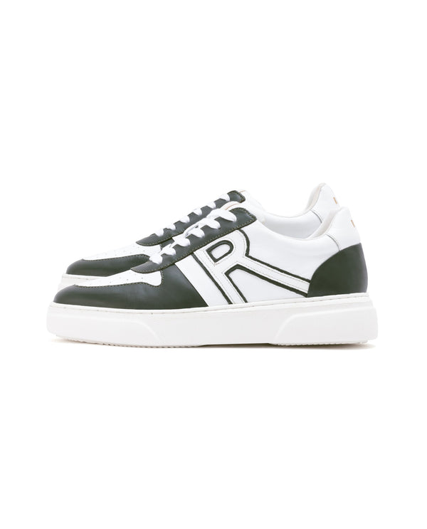 Rare Rabbit Mens Cygnus Pro Green Genuine Leather Dual Tone Low-Top Lace-Up Sneaker Shoe