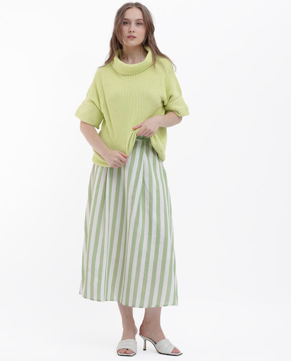 Rareism Women Daffy 1 Flouroscent Yellow Sweater Cowl Neck