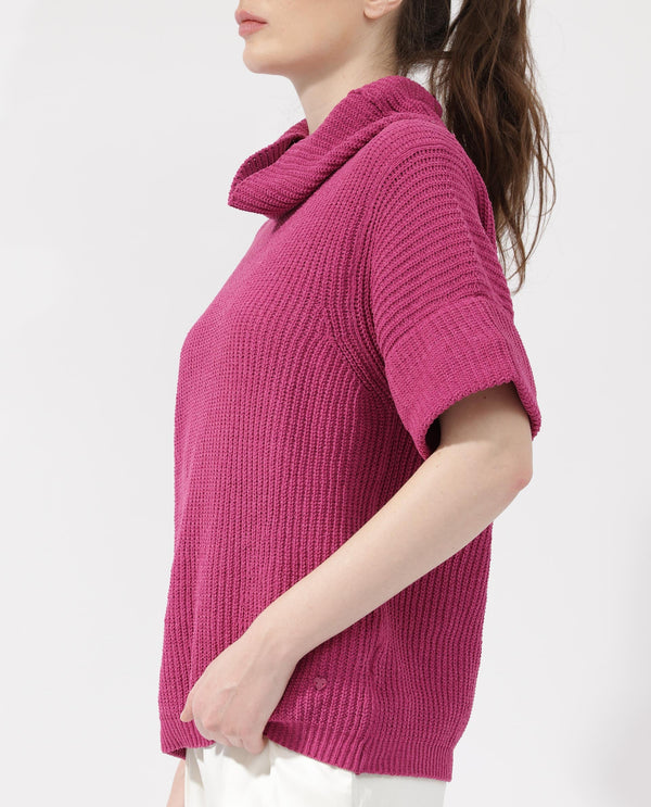 Rareism Women Daffy 1 Dark Pink Sweater Cowl Neck