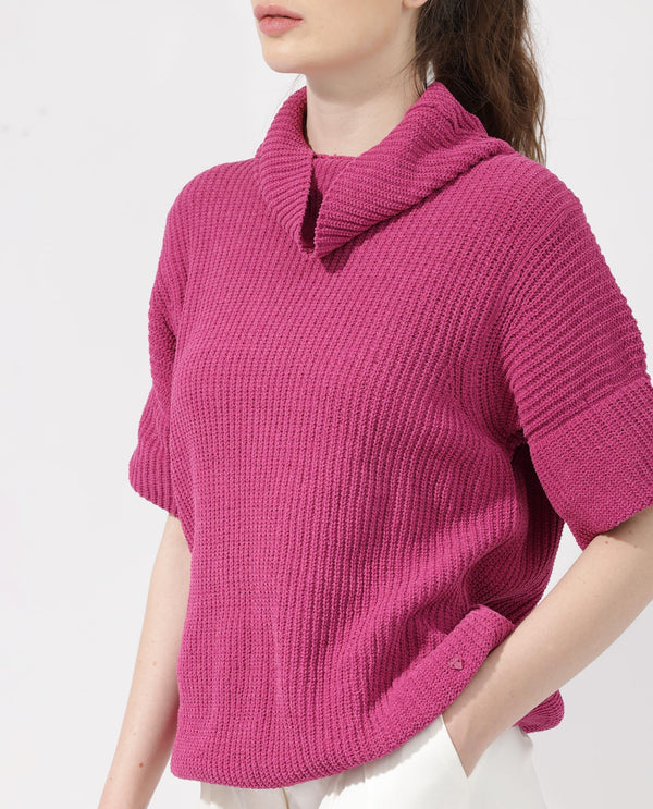 Rareism Women Daffy 1 Dark Pink Sweater Cowl Neck