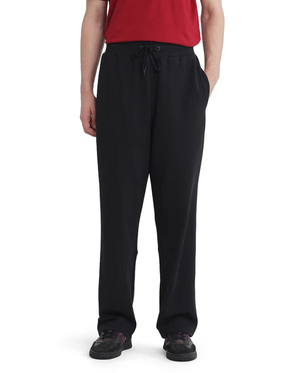 Rare Rabbit Men Dalton Black Cotton Elastane Fabric Baggy Fit Drawstring Closure Plain Knitted Trouser