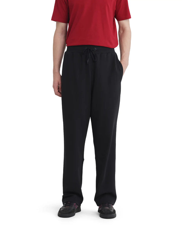 Rare Rabbit Men Dalton Black Cotton Elastane Fabric Baggy Fit Drawstring Closure Plain Knitted Trouser