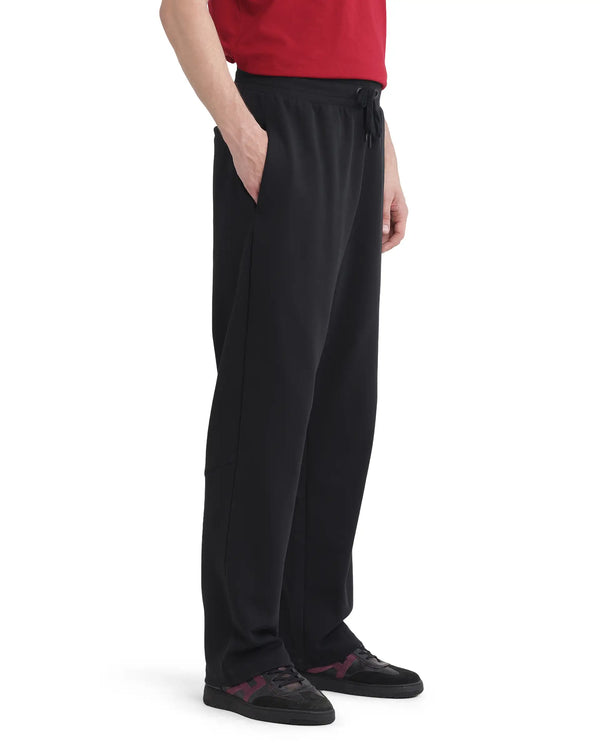 Rare Rabbit Men Dalton Black Cotton Elastane Fabric Baggy Fit Drawstring Closure Plain Knitted Trouser