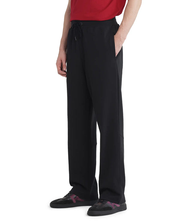 Rare Rabbit Men Dalton Black Cotton Elastane Fabric Baggy Fit Drawstring Closure Plain Knitted Trouser