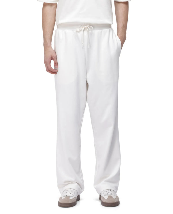 Rare Rabbit Men Dalton Off White Cotton Elastane Fabric Baggy Fit Plain Knitted Trouser