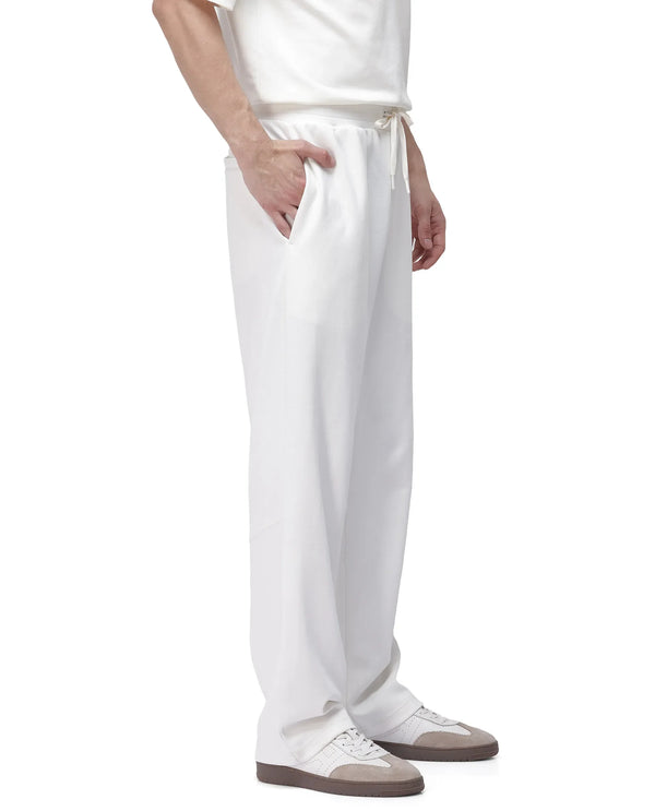 Rare Rabbit Men Dalton Off White Cotton Elastane Fabric Baggy Fit Plain Knitted Trouser