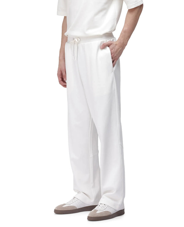 Rare Rabbit Men Dalton Off White Cotton Elastane Fabric Baggy Fit Plain Knitted Trouser