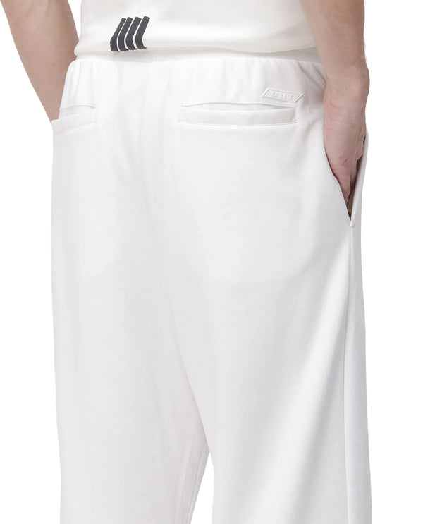 Rare Rabbit Men Dalton Off White Cotton Elastane Fabric Baggy Fit Plain Knitted Trouser