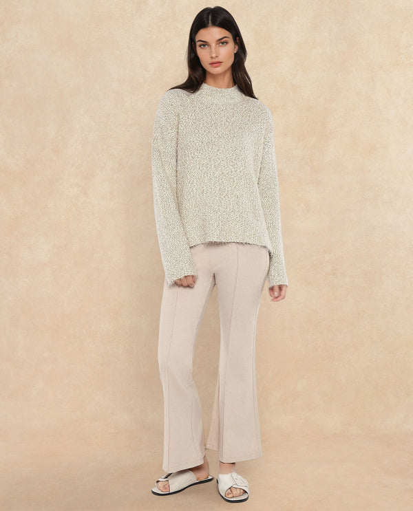 Rareism Women Danicata Beige Polyester Nylon Fabric Oversized Fit Plain Sweater