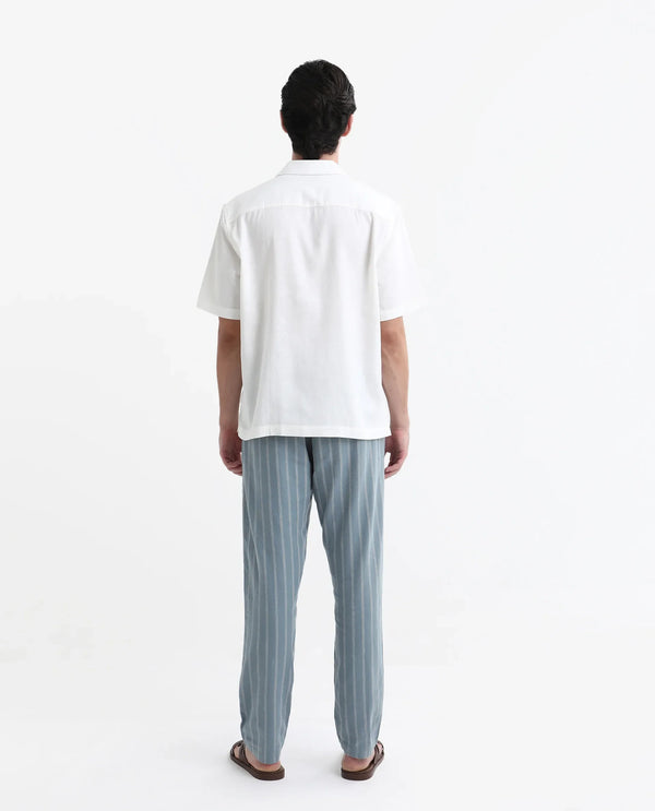 Rare Rabbit Men's Dano Light Blue Cotton Linen Stripes Trousers