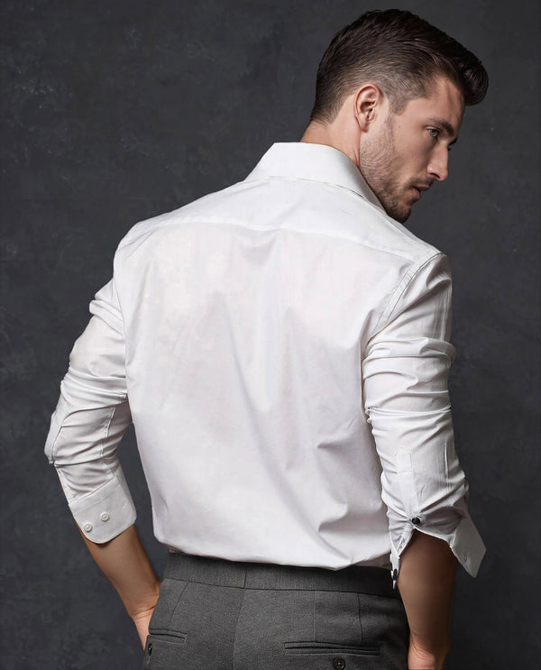 Rare Rabbit Men's Dario White Cotton Fabric Full Sleeves Solid Shirt