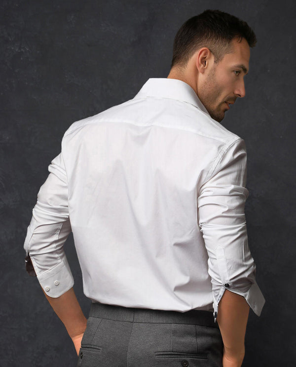 Rare Rabbit Men's Dario White Cotton Fabric Full Sleeves Solid Shirt